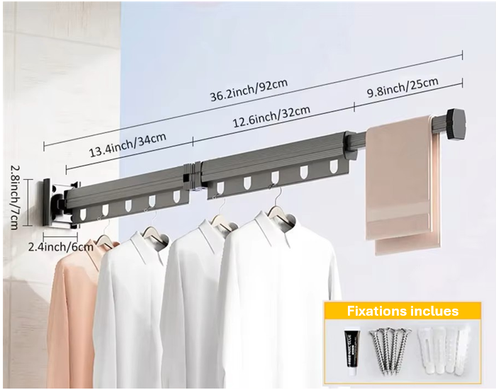 Etendoir à Linge Mural Extensible